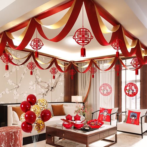 婚房布置欧式简约大气室内客厅结婚用品大全拉花