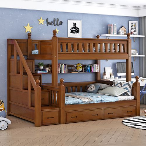 禧漫屋高低床双层床上下床全实木儿童床母子床上下铺美式子母床可分体