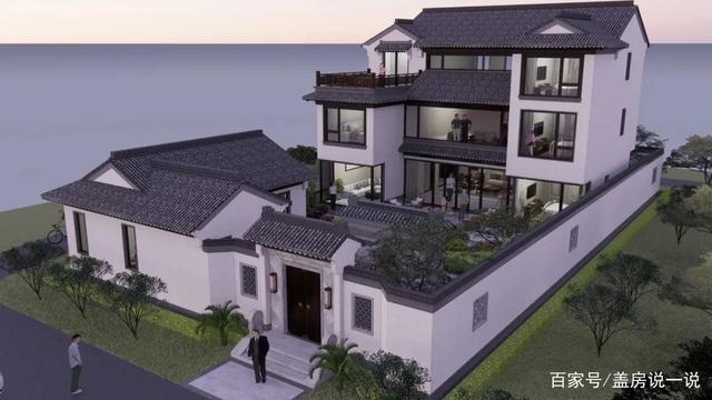 三层中式别墅,不仅沉稳时尚,庭院设计更是美不胜收