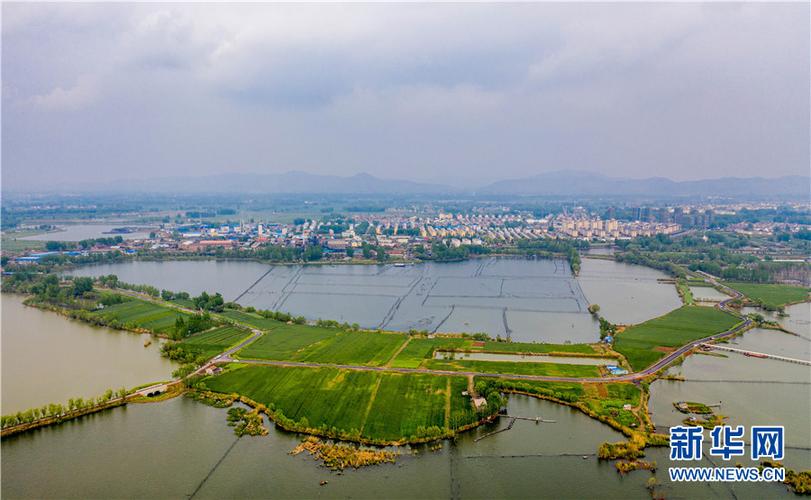 4月19日,航拍建设中的安徽省淮北市杜集区朔西湖风光.