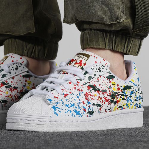 迪达斯三叶草板鞋男2021新款运动鞋涂鸦贝壳头小白鞋