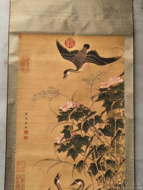 明丘鉴芙蓉芦雁图立轴