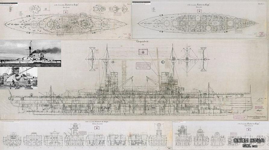 德国 皇帝级 战列舰 手绘图纸