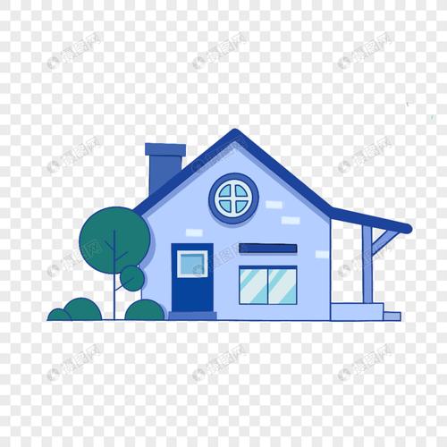创意卡通蓝色房子插图