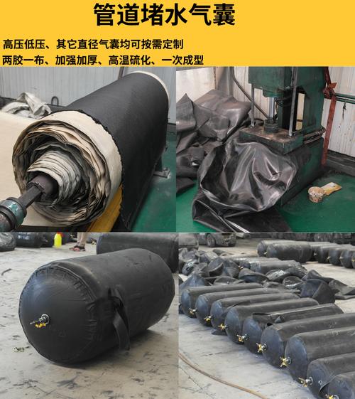 市政工程污水管道封堵气囊闭水试验加厚充气堵漏皮堵橡胶堵水 黑色dn