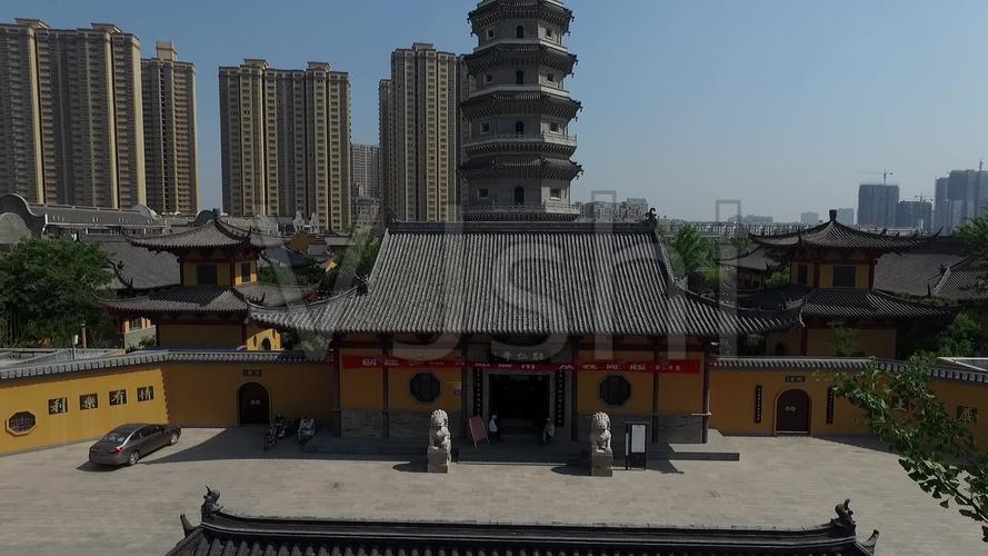 航拍涟水能仁寺寺庙建筑