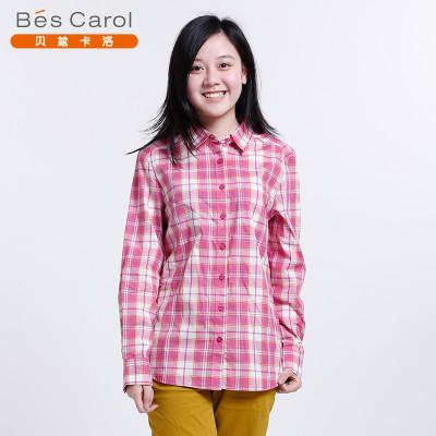 贝兹卡洛bes carol 女格纹贴袋休闲衬衫 630041
