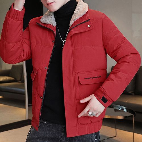 库奇公鸡秋冬季外套男中青年加厚棉袄男士短款羽绒棉衣服加绒修身