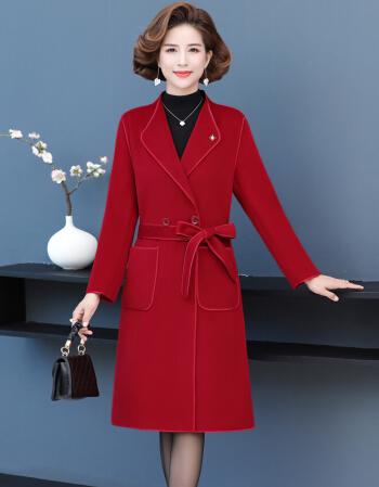 喜婆婆妈妈冬装结婚穿的衣服中老年妈妈装秋冬新款双面羊绒大衣女婚礼