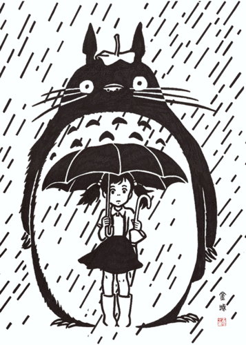 《雨中龙猫》动图    