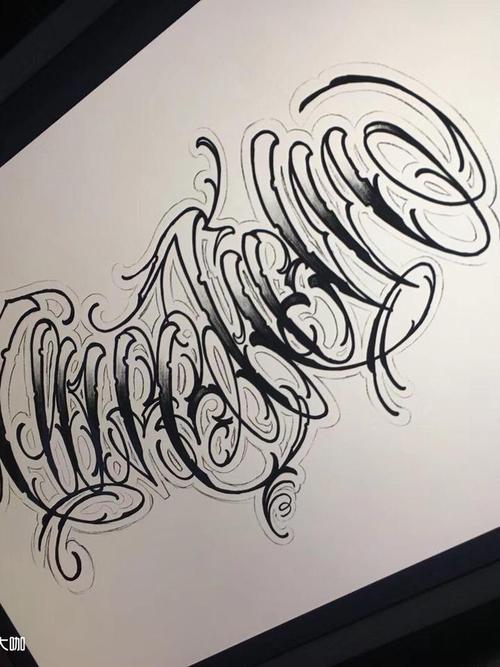 奇卡诺花体字花胸设计