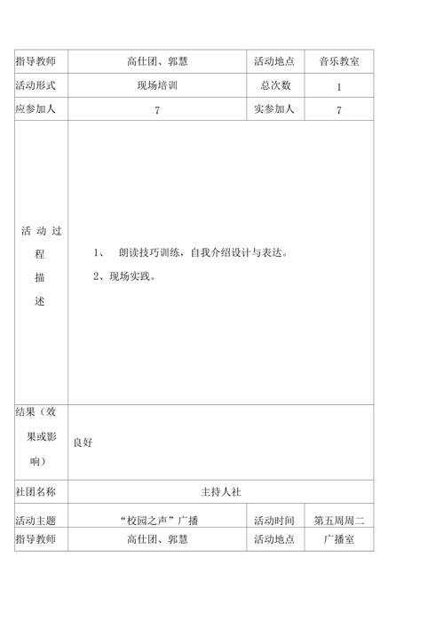 社团活动记录