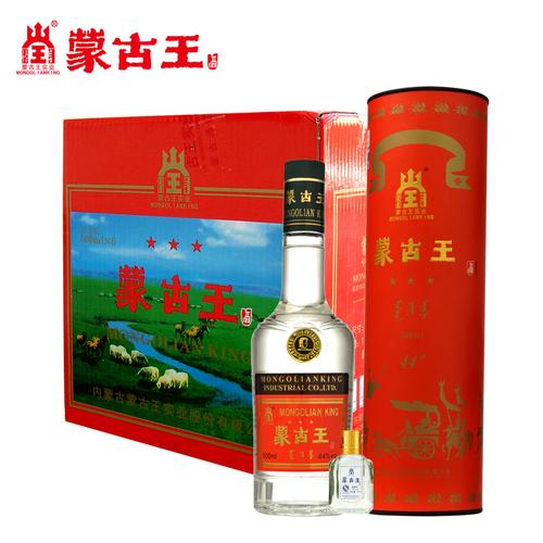 内蒙特产蒙古王44度调度红桶500ml59度50ml共550ml6瓶整箱视频