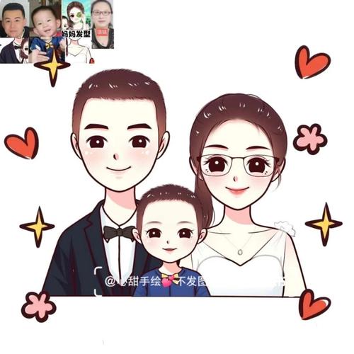 一家三口全家福卡通头像来喽_头像_手绘_全家福_卡通头像_情侣头像