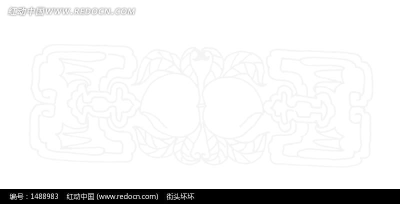 两只蝙蝠和寿桃组成吉祥图案