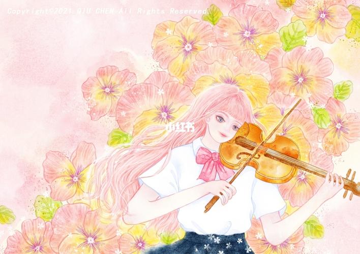 小提琴95_插画_小提琴_插画分享_文化_绘画