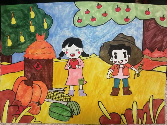 刘菁同学《秋天的收获》主题绘画作品
