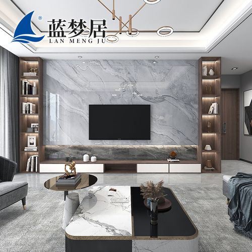 2021年电视背景墙,今年最流行的影视墙 2021电视背景墙瓷砖简约现代客厅岩板轻奢木饰面影视