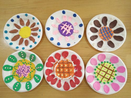 制作材料:太空泥,白色纸盘,胶棒