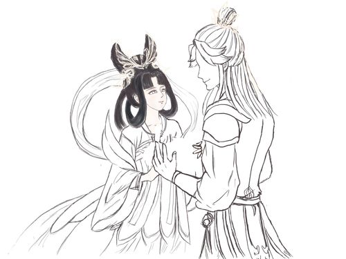 画师觉醒】是嫦娥和后羿如梦令的同人图啦,元宵节