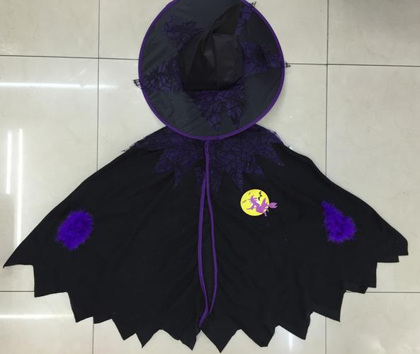 万圣节儿童斗篷巫婆套组装备派对服装披风万圣节儿童装睡包带帽子