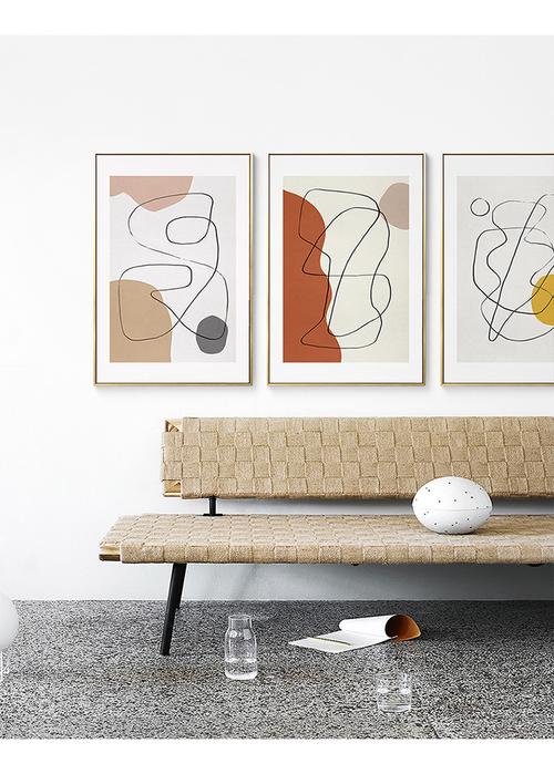 客厅装饰画抽象画文艺复古餐厅玄关画现代简约轻奢挂画