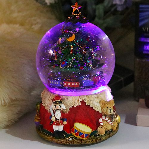 圣诞节礼物喷雪彩灯旋转圣诞树水晶球音乐盒八音盒送女友儿童孩子