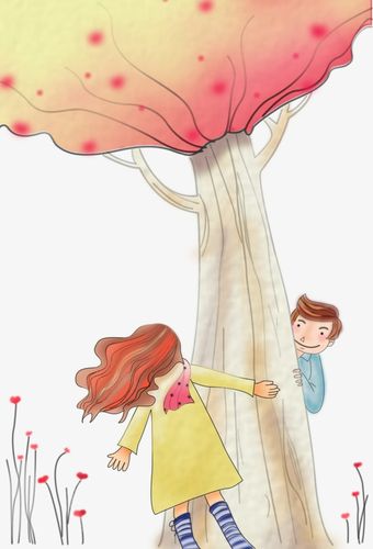 大树 两个人 玩耍