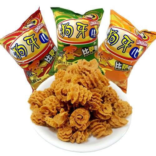 天津狗牙儿比萨卷102g*8袋麻辣锅巴混合口味薯片怀旧零食品大礼包