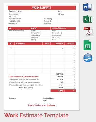 26  blank estimate templates – pdf, doc, excel, odt