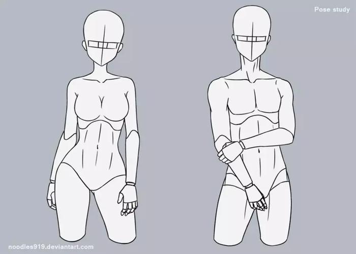 插画各种角度的女性站姿及动作参考