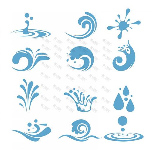 各种水滴水花形状标志logo-12种水滴水花喷溅效果矢量