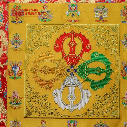 藏传佛教十字金刚杵法座 密宗佛教用品 藏式佛堂布艺装饰