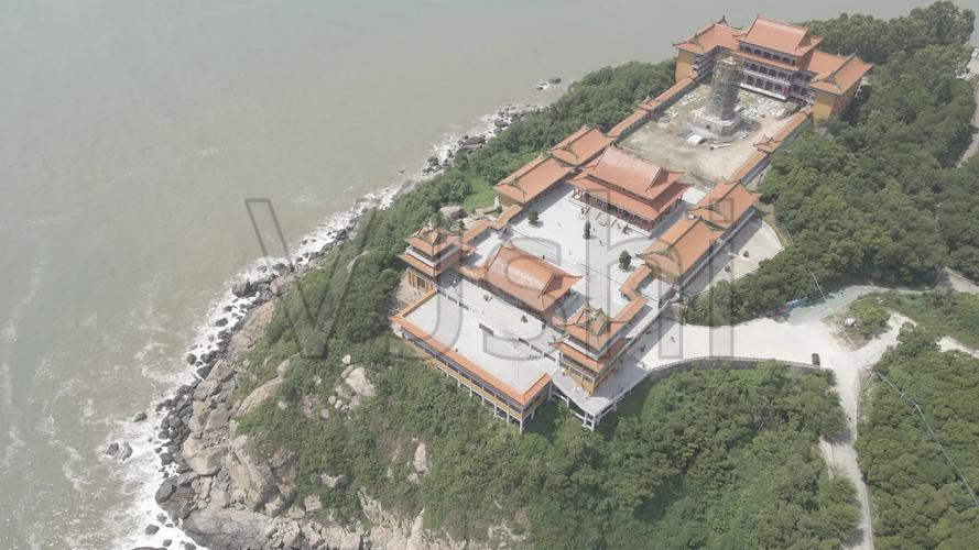 阳江飞龙寺庙远景航拍