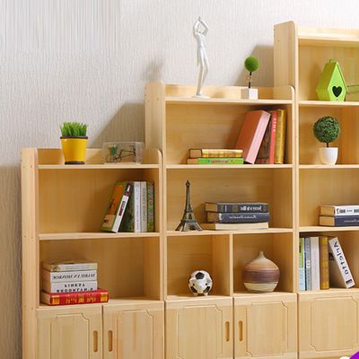 特价全实木书柜简约现代储物柜原木环保植物架带门实木花架可定制