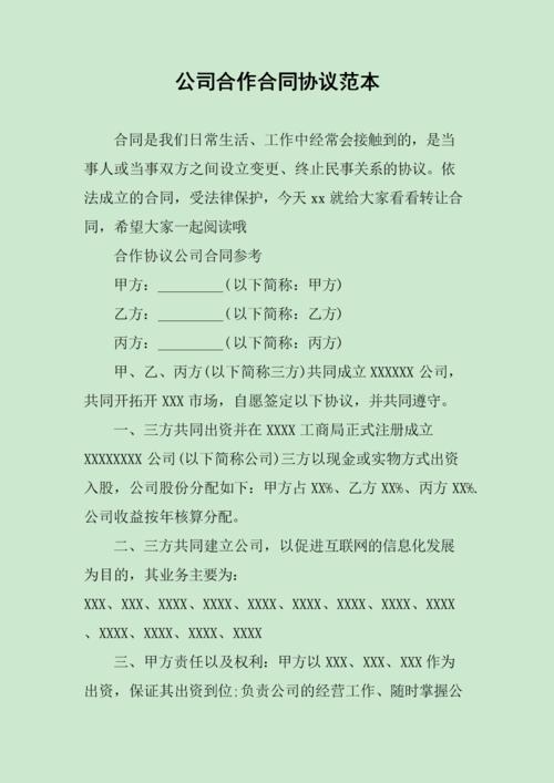 公司合作合同协议范本.docx 13页
