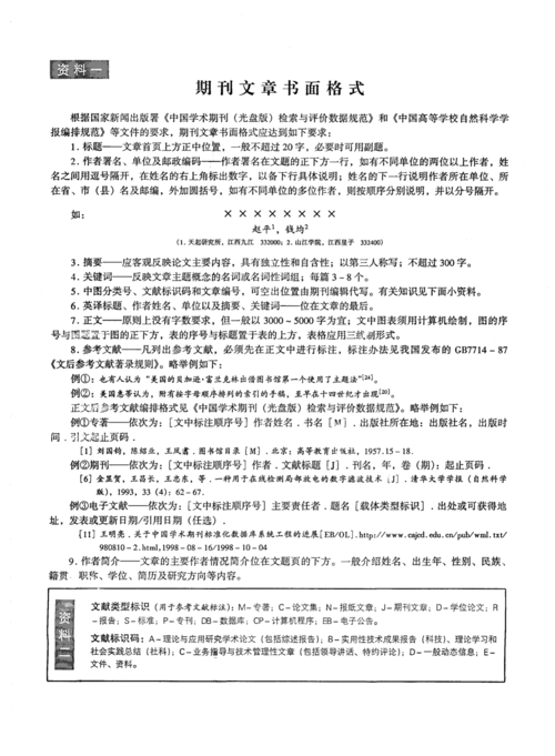 期刊文章书面格式