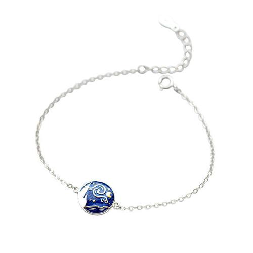 花芽原创梵高的星空手链女纯银森系闺蜜简约个性学生风气质款