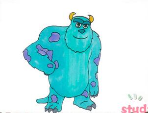 蓝毛怪简笔画怪兽大学简笔画蓝毛怪简笔画教程