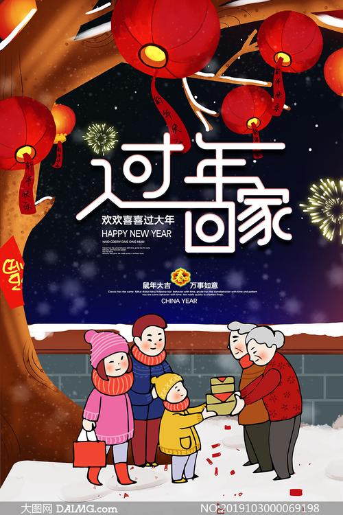 2020欢欢喜喜过大年活动海报psd素材