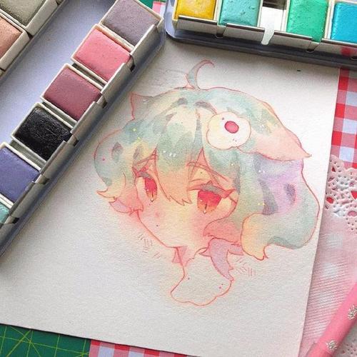水彩动漫人物,适合临摹学习!