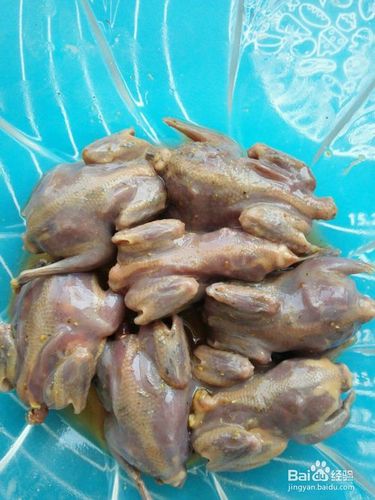 麻雀洗净,去头,爪,内脏 2 2.   放入盐,花椒粉,鸡精,生粉 3 3.