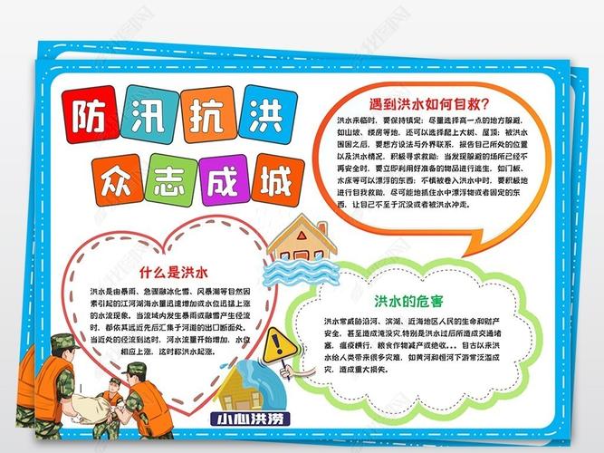 水灾洪灾抗洪汛期防灾防汛预防知识小报手抄报