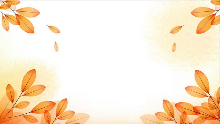 两张橙色秋天的叶子ppt背景图片