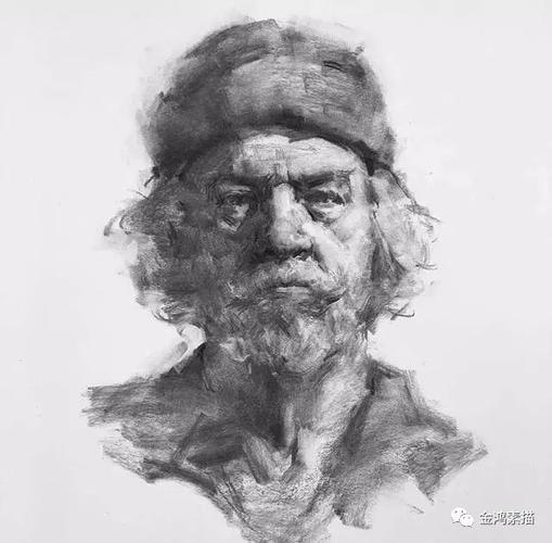 木炭条人像素描