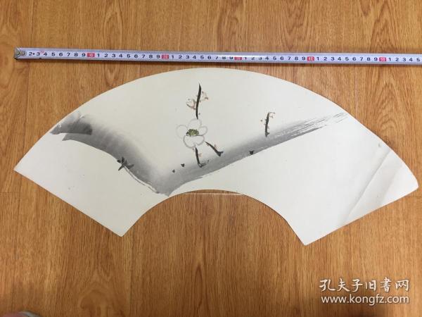 清代日本【梨花】扇面画一幅