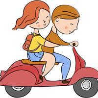 骑摩托车带一个女孩子的动漫头像【点击鼠标右键下载】