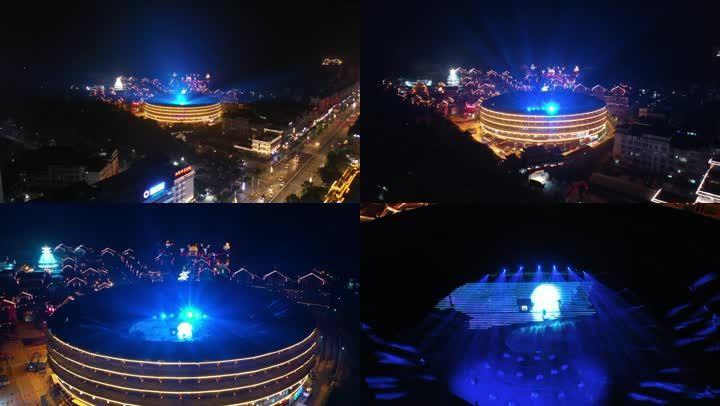 中国月也侗寨航拍三江侗乡鸟巢表演三江鸟巢