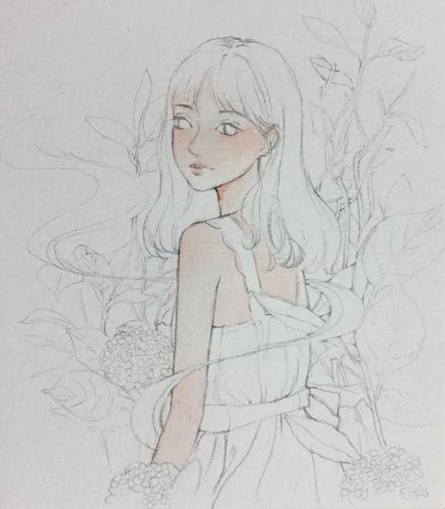 女孩水彩简笔画