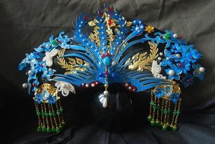 甄缳传华妃点翠旗头饰品套装古装头饰发饰剧组舞台道具铜片凤款